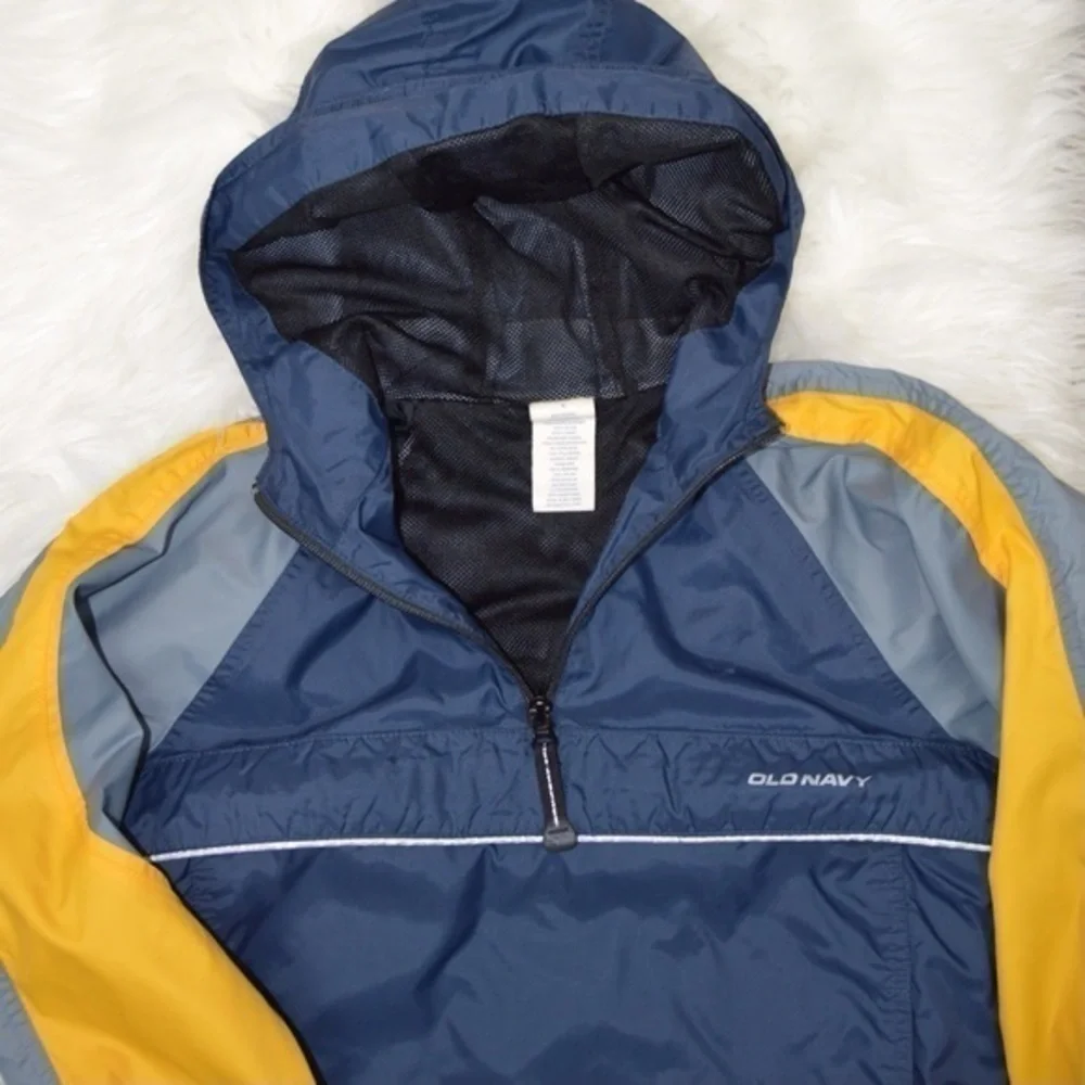Old Navy Colorblock 1/4 Zip‎ Pullover Hooded Windbreaker Kangaroo Pocket Size 6